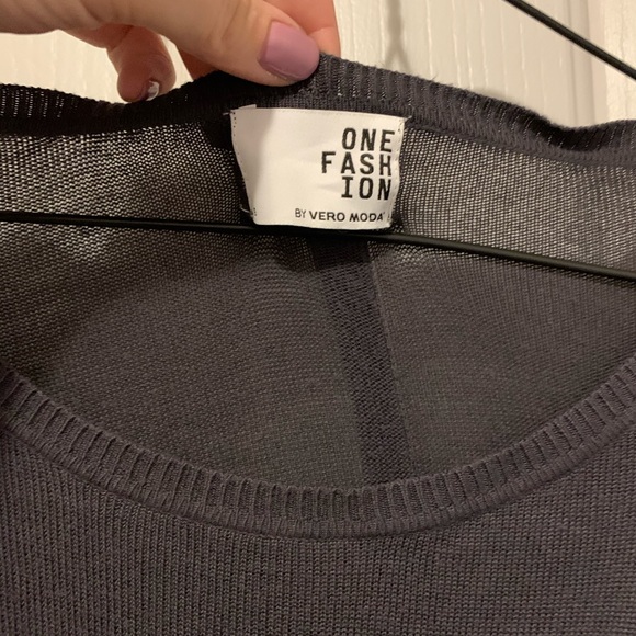 Loose Fit Grey Sweater Dress with Button Detail - Picture 3 of 3